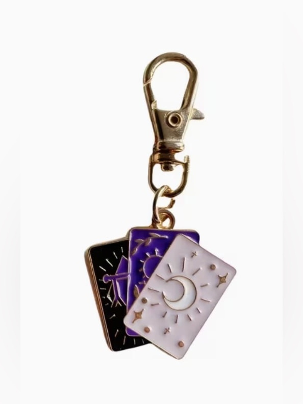 Gold-Tone Pink Enamel Ouija Planchette Keychain Charms 3 piece set - Picture 4 of 5